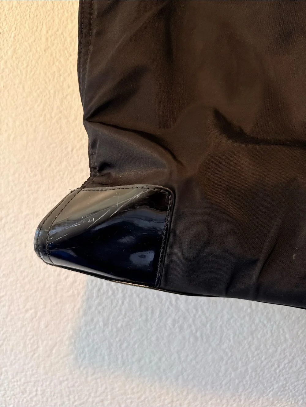 TORY BURCH Black Nylon Logo Patent Leather Trim